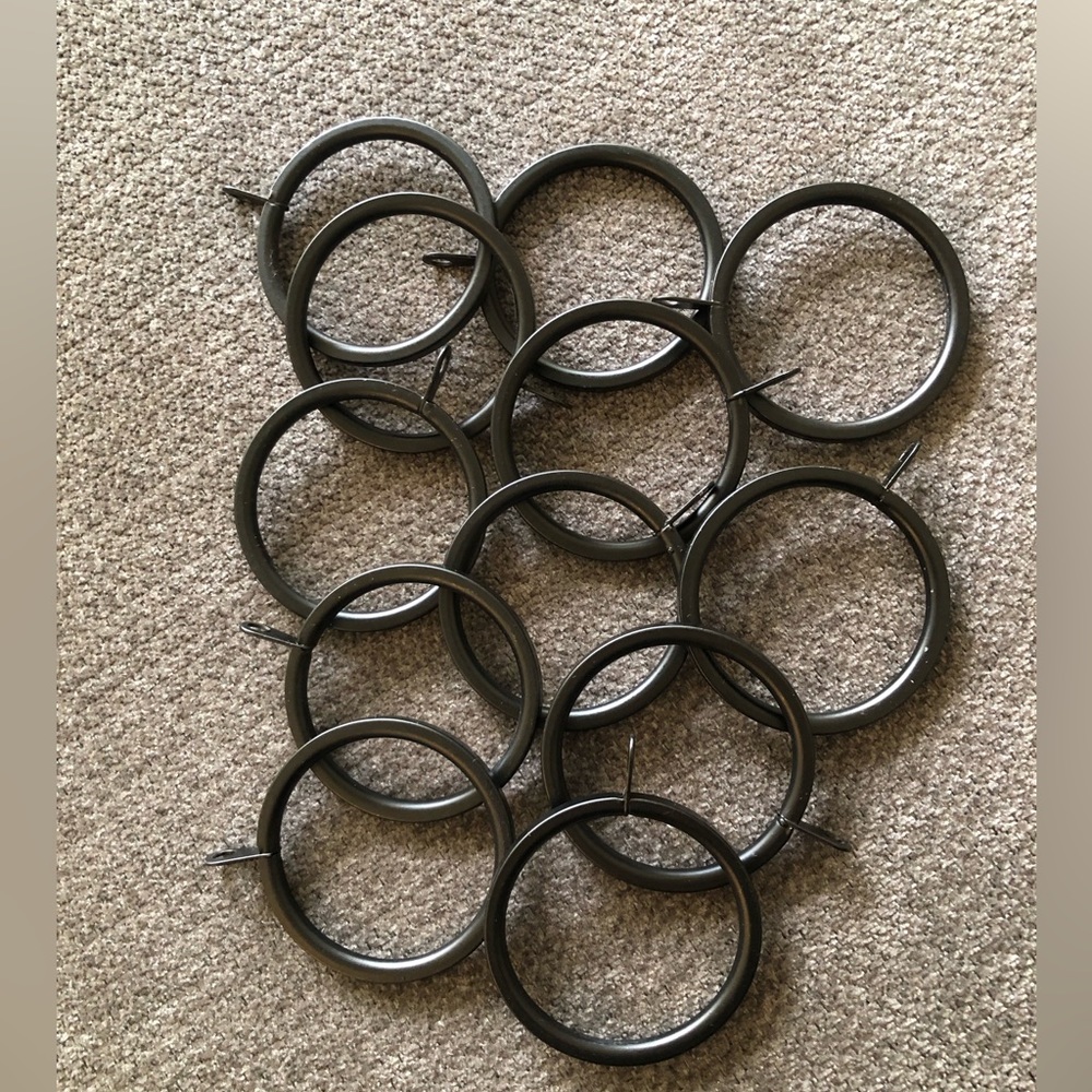 Antique Drapery Rod Co 12 black iron curtain rings